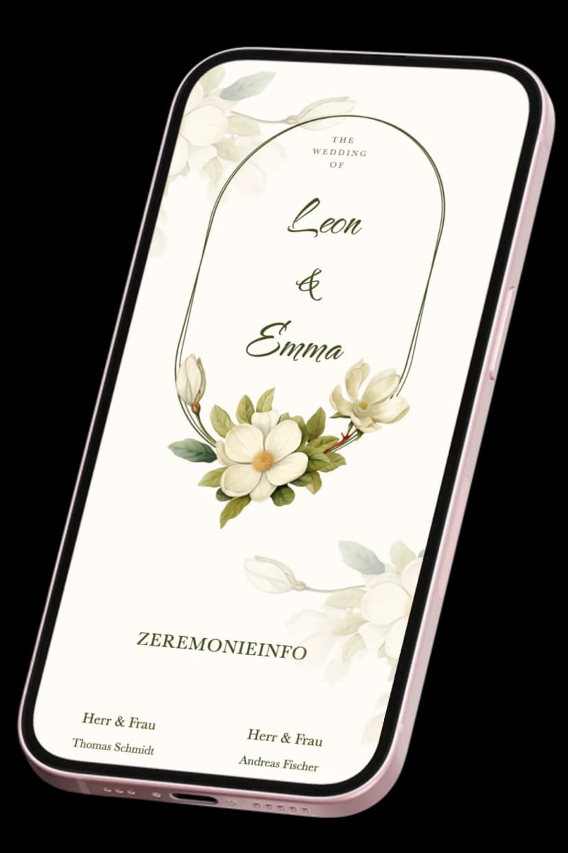 Online-Hochzeitseinladung auf dem Smartphone