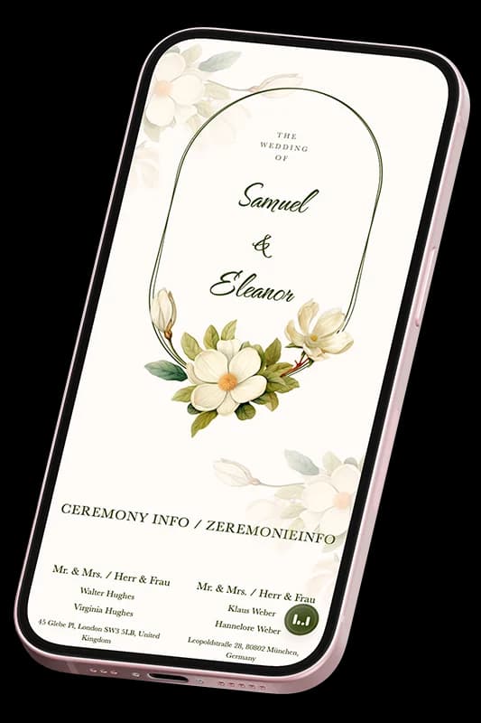 Online wedding invitation on mobile