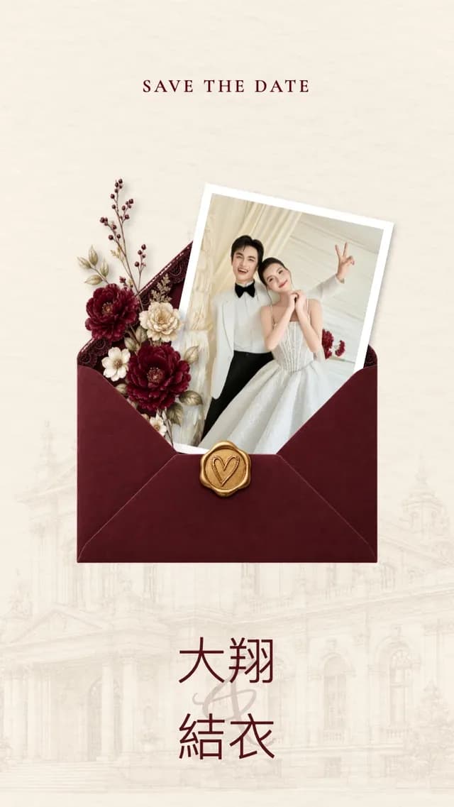 同じ結婚式の招待状をさまざまなデザインで表示したもの