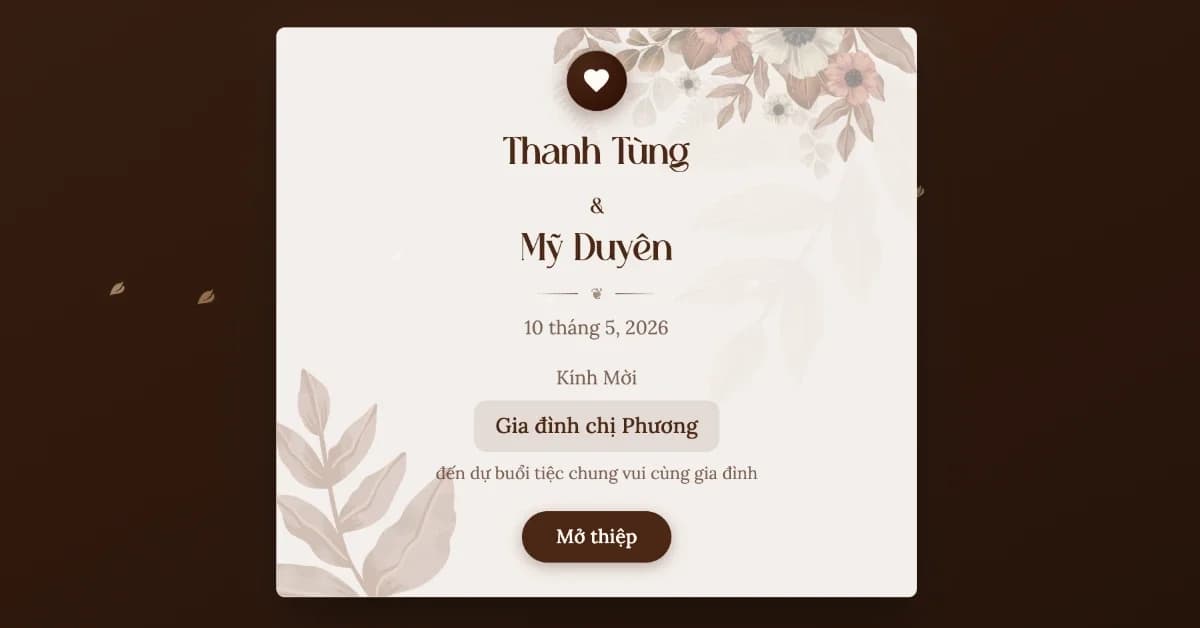 Phong bì thiệp cưới có tên khách mời