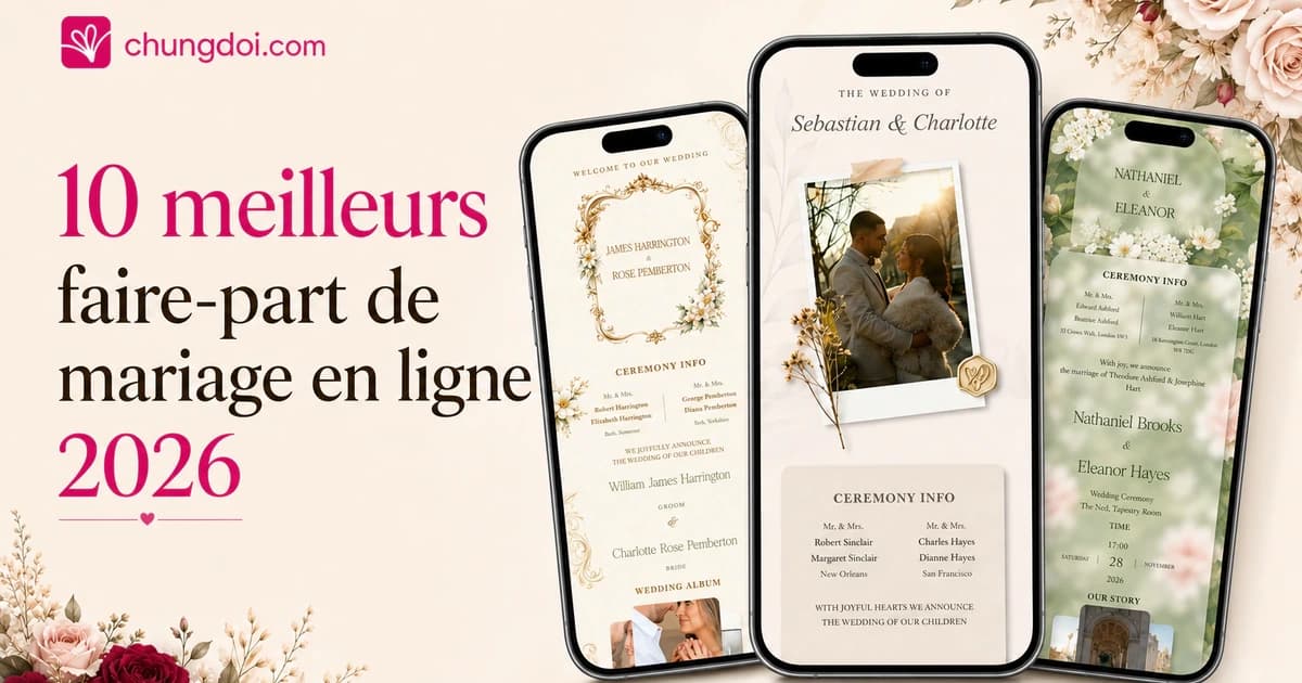 10 meilleurs faire-part de mariage en ligne 2026