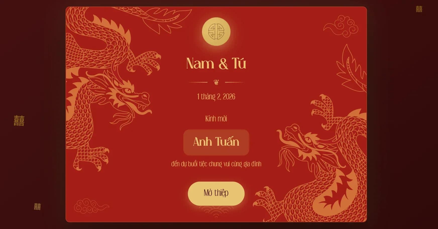 Ghi tên khách mời lên thiệp cưới online
