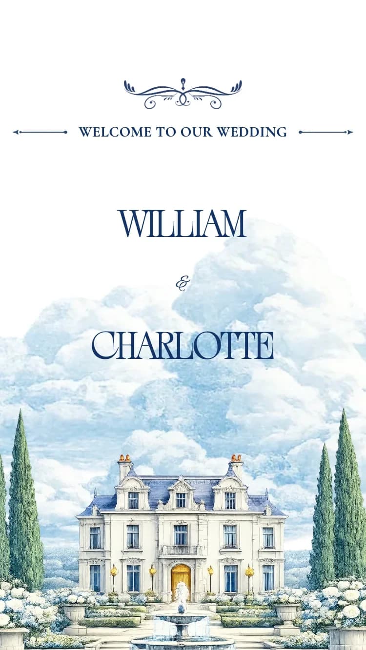 Chateau - Blue - Online Wedding Invitation Template