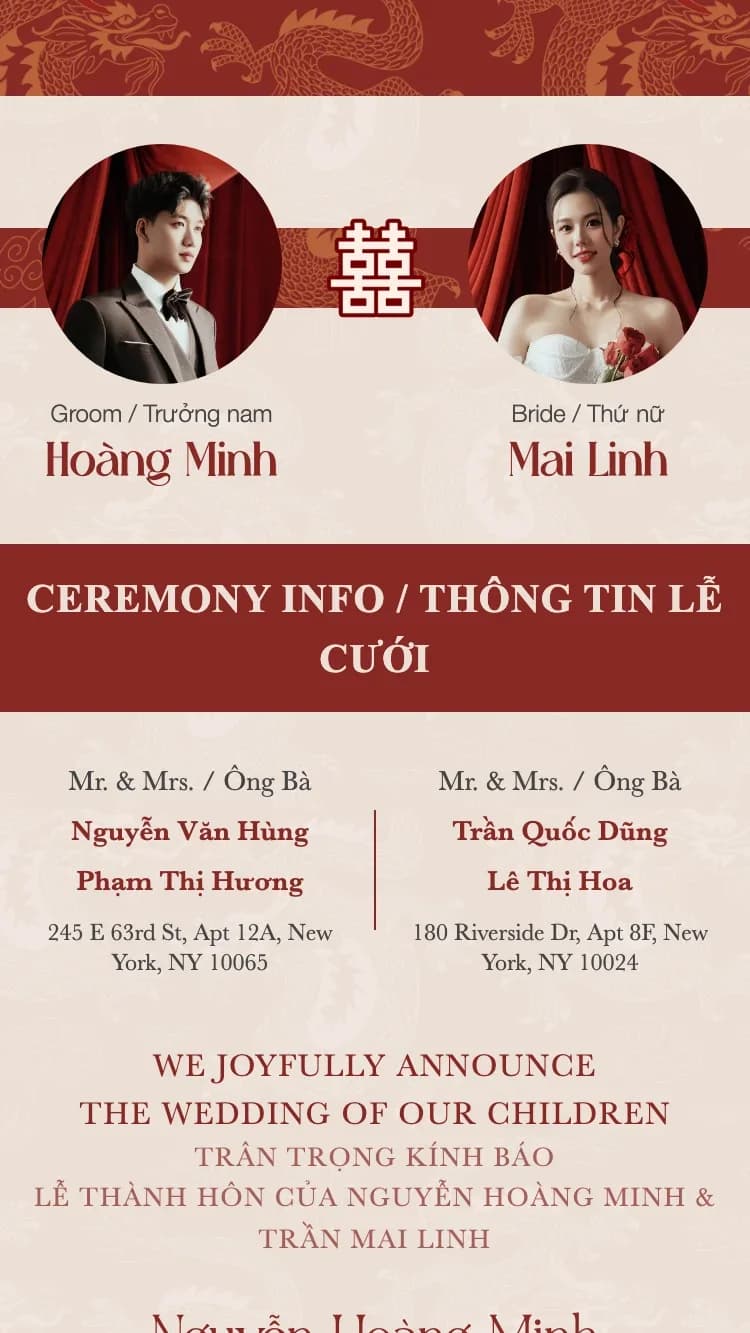 Double Dragon - Red wedding invitation template