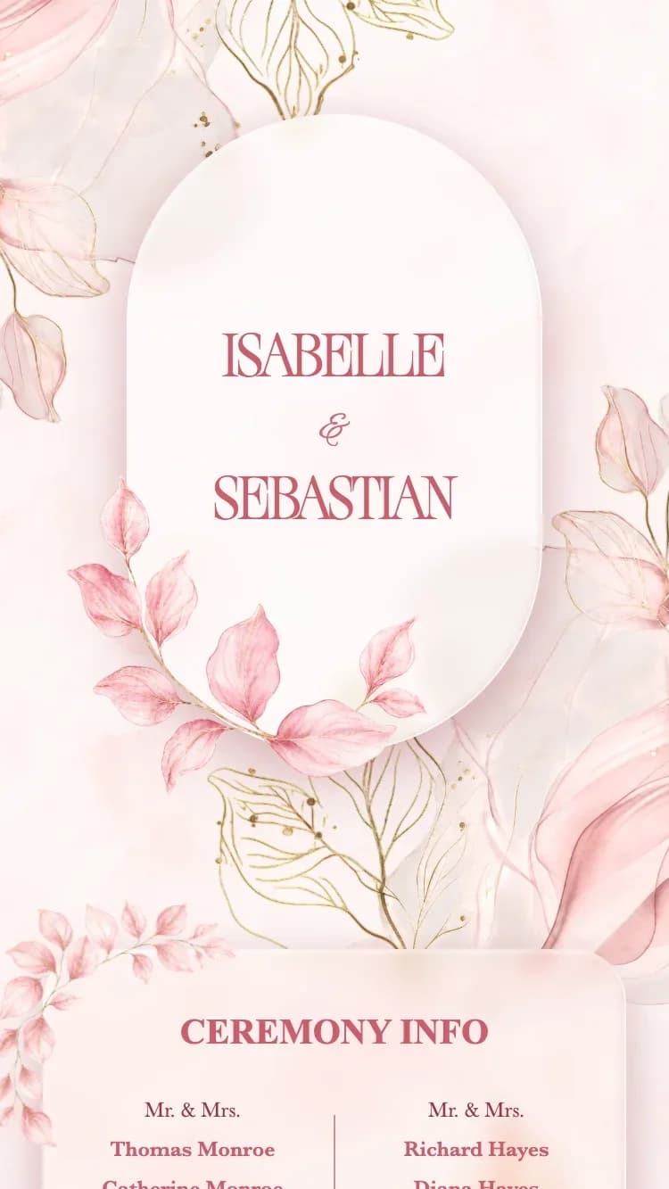 Glass Garden - Pink - Online Wedding Invitation Template