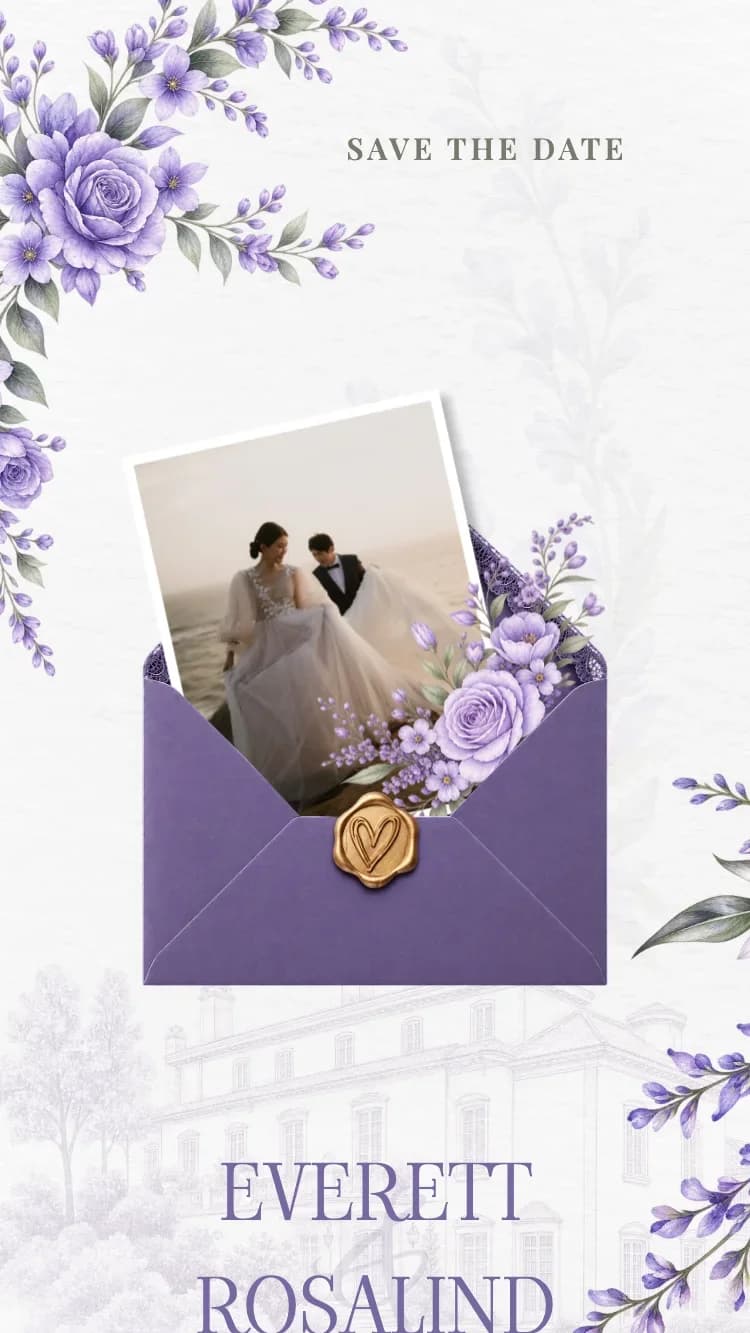 Minimalism - Purple - Modelo de Convite de Casamento Online