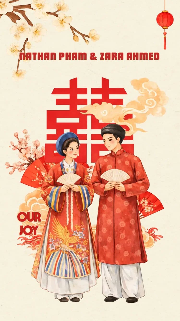 Nhat Binh - Red - Online Wedding Invitation Template