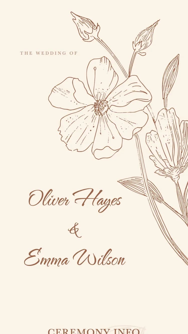Silk Flora - Brown - Online Wedding Invitation Template