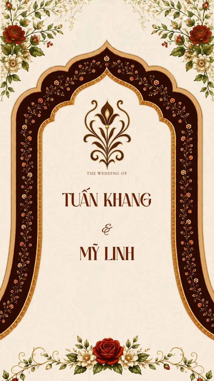 Gấm Hoa - Đỏ - Mẫu thiệp cưới online
