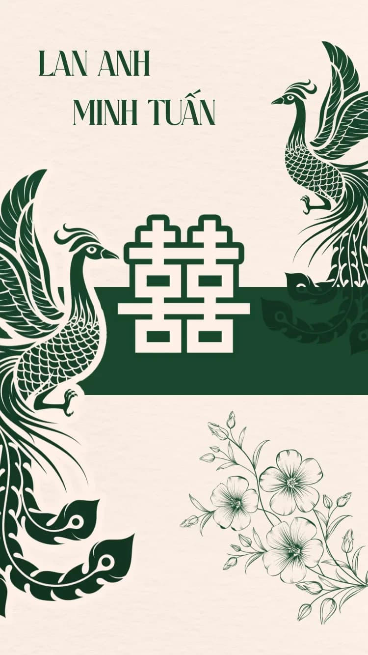 Song Phụng - Xanh - Mẫu thiệp cưới online