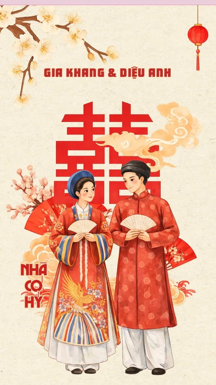 Nhật Bình - Đỏ - Mẫu thiệp cưới online