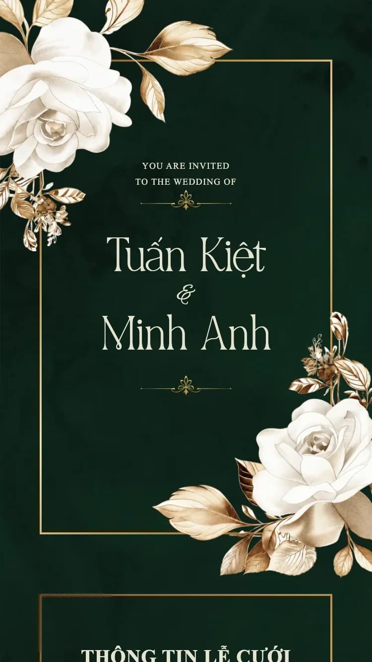 Hoàng Kim II - Xanh - Mẫu thiệp cưới online