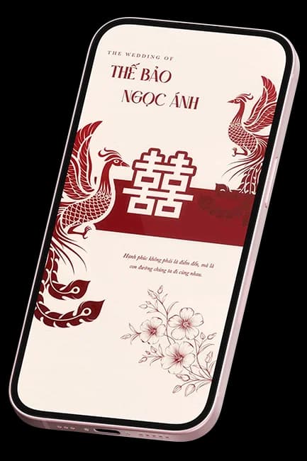 Mockup thiệp cưới online trên điện thoại