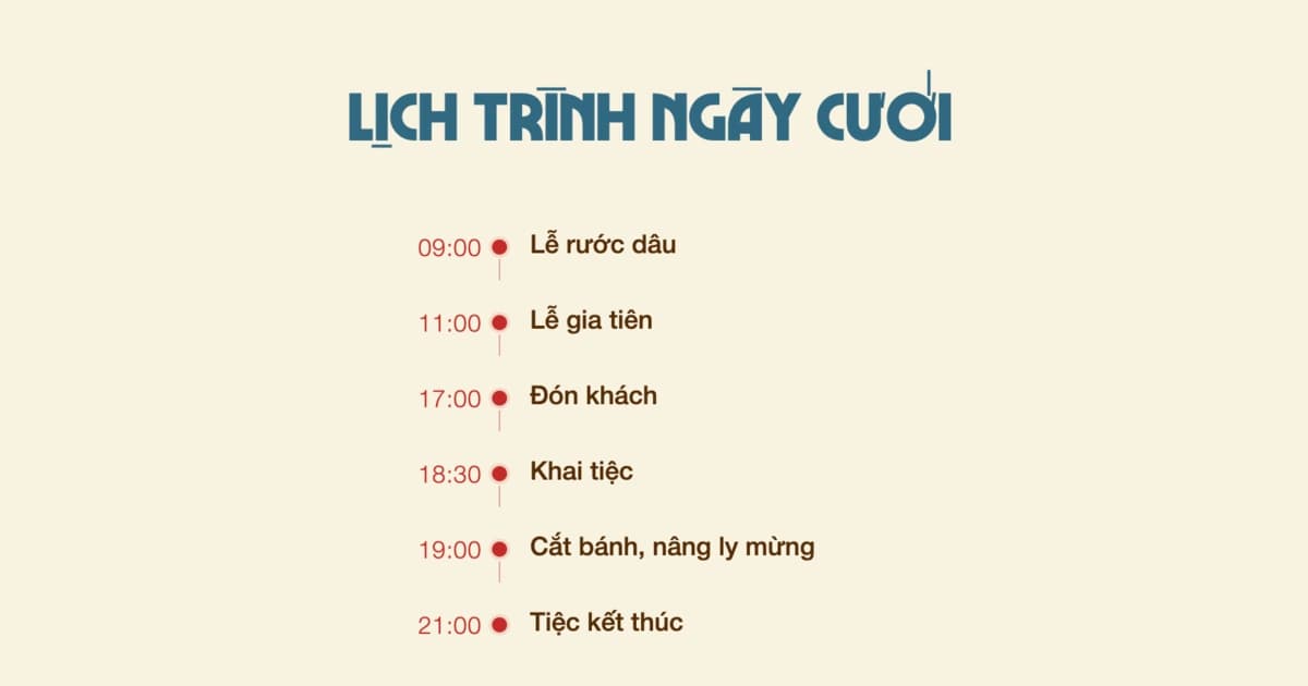 Lịch trình ngày cưới: 5 mốc khách mời cần biết