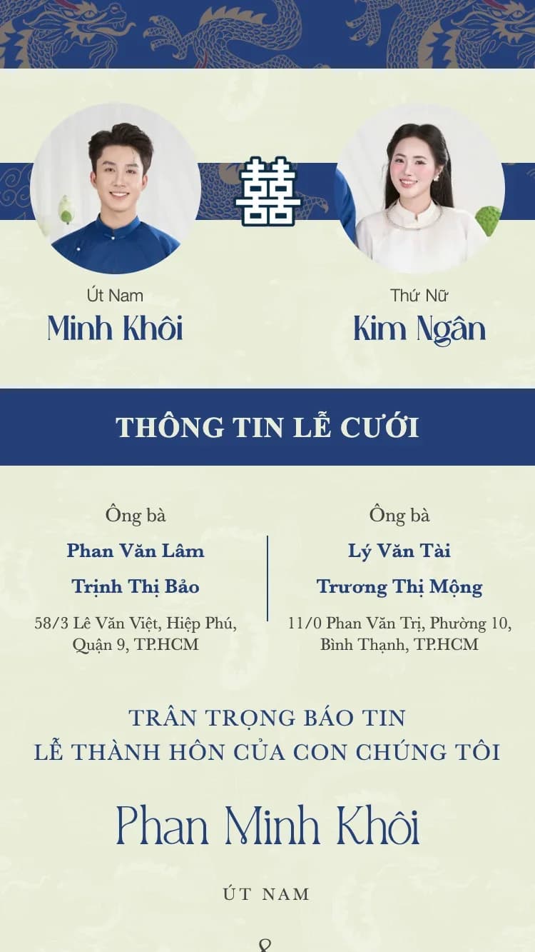 Song Long - Lam - Mẫu thiệp cưới online