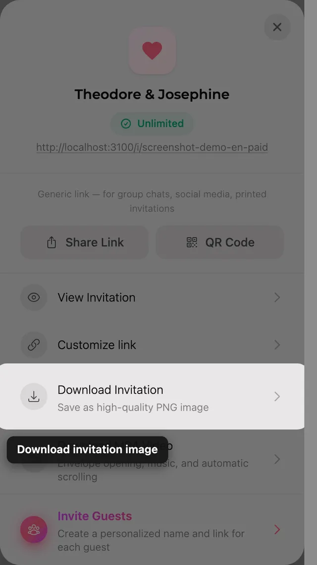 The download image button in the Share panel