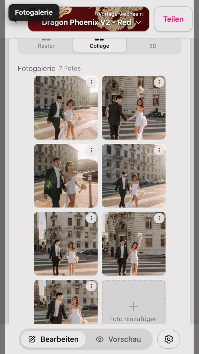Der Abschnitt Fotogalerie im Editor