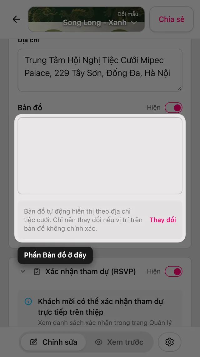 Phần Bản đồ trong trình chỉnh sửa